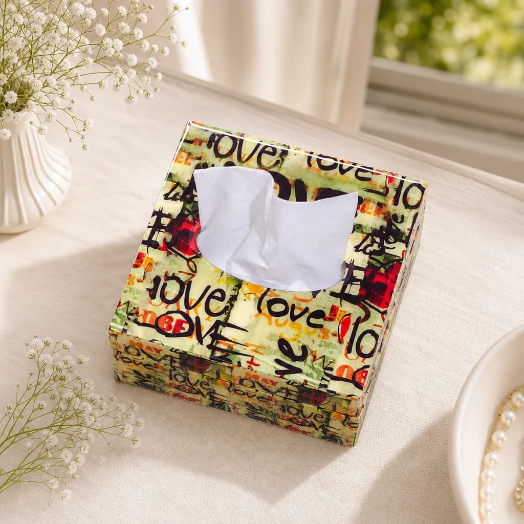 Multi Love Printed Tissue Holder With Magnet 1