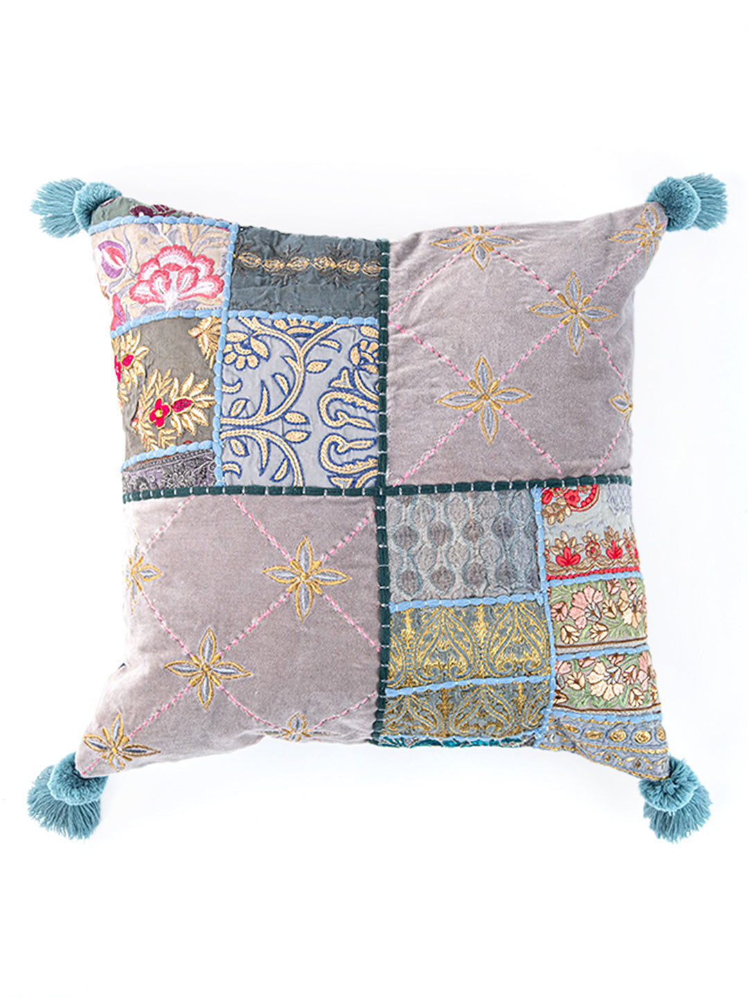 Floral Embroidered Cushion Cover