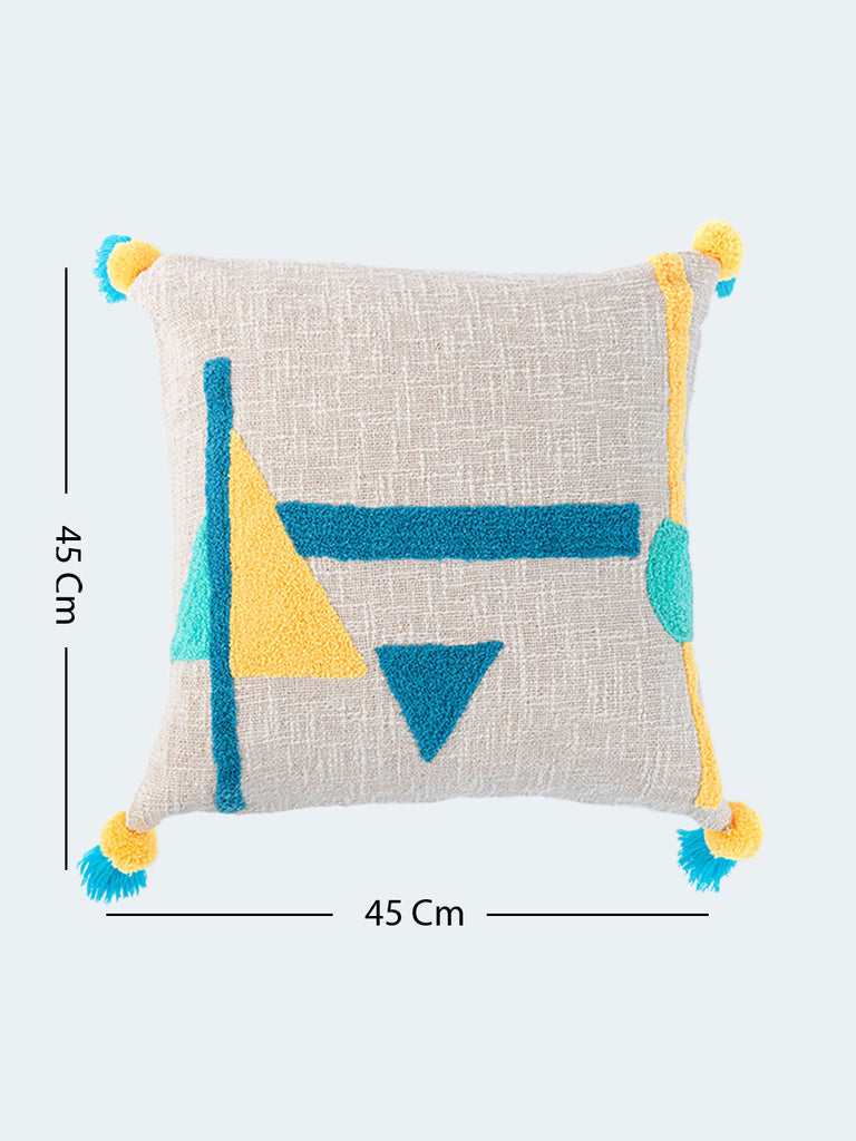 Abstract Print Embroidered Cushion Cover