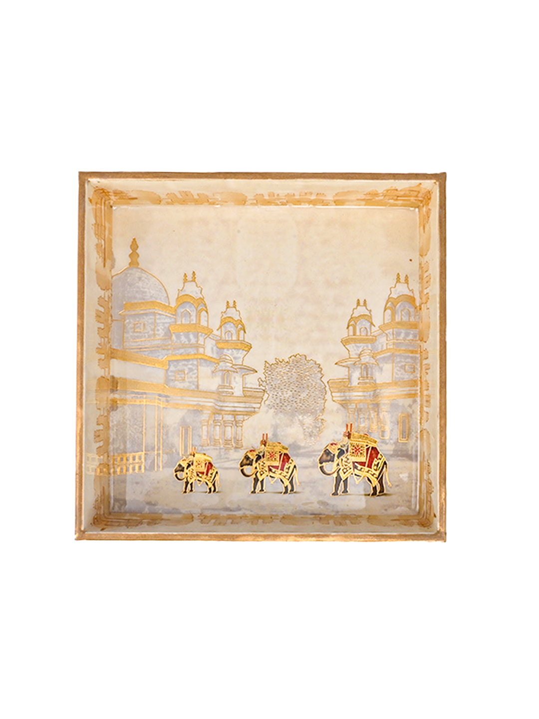 Elephant Mahal Square Box With Acrylic 8*8