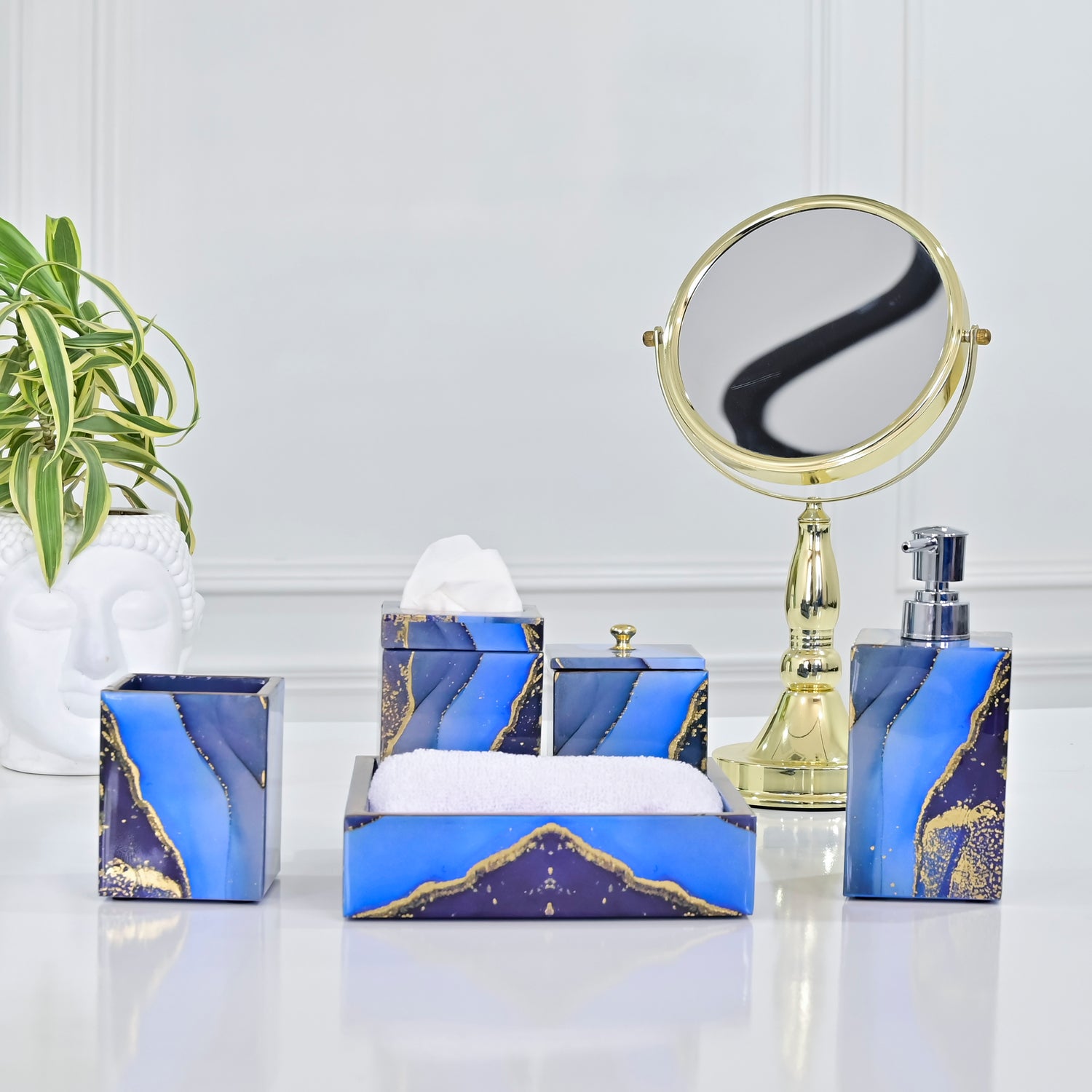 Blue Abstract Toiletry Combo Set Of 5