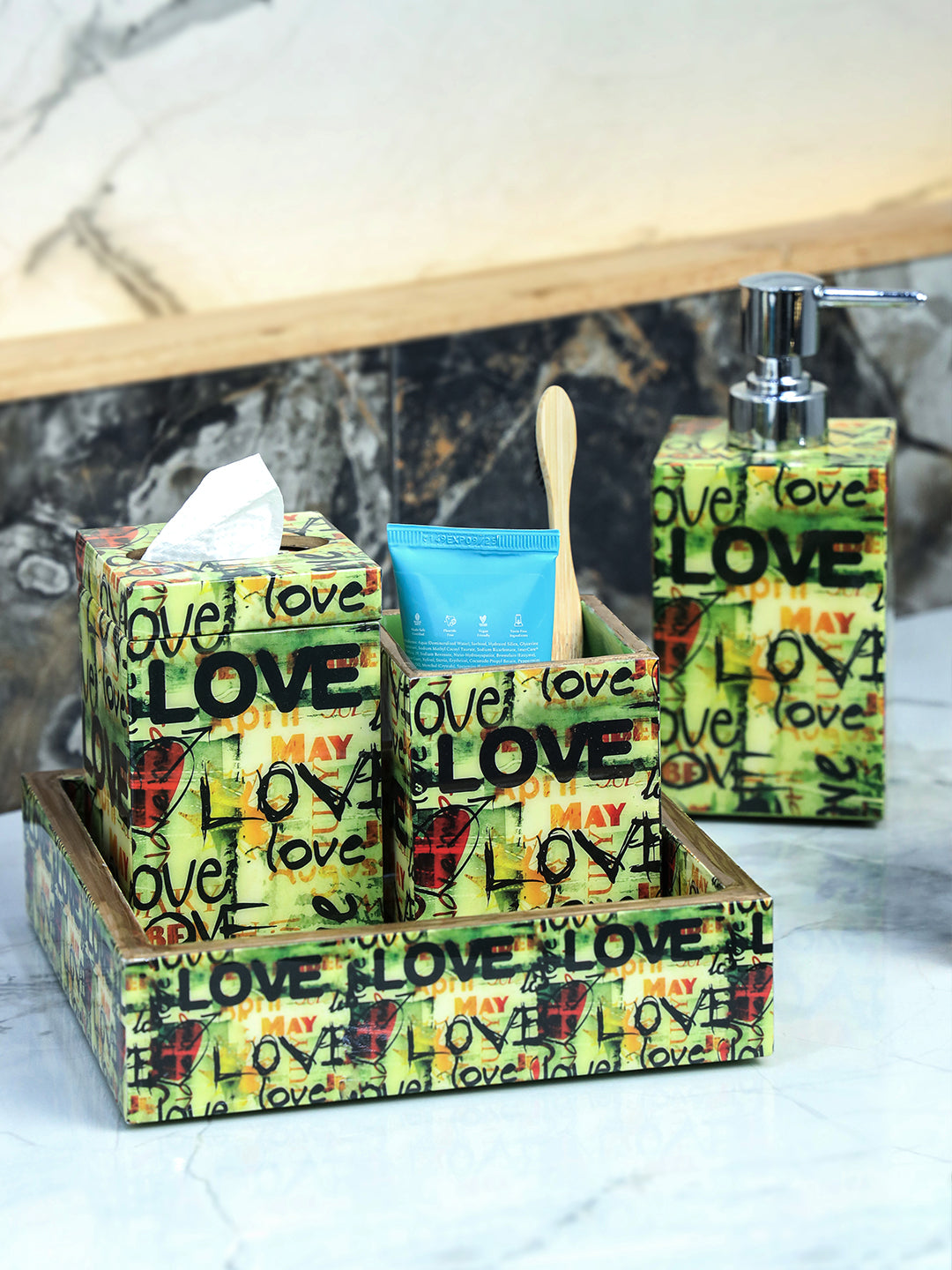 Multi Love Printed Toiletry Combo Set Of 5
