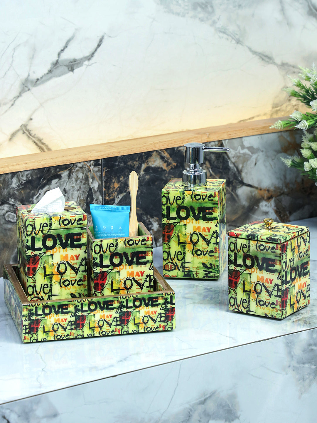 Multi Love Printed Toiletry Combo Set Of 5