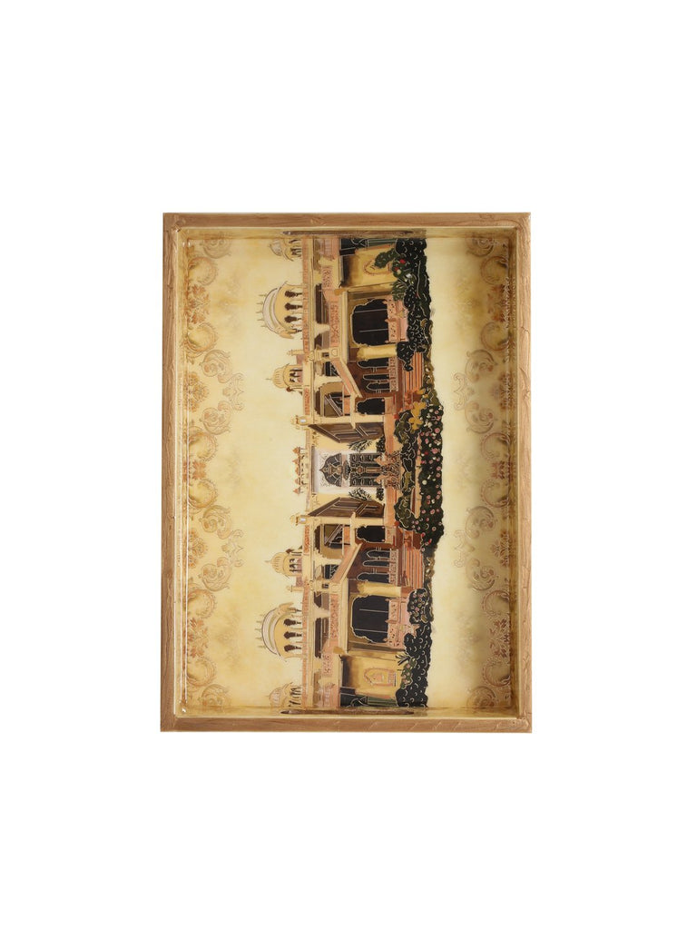 wooden rectangle tray set of 3