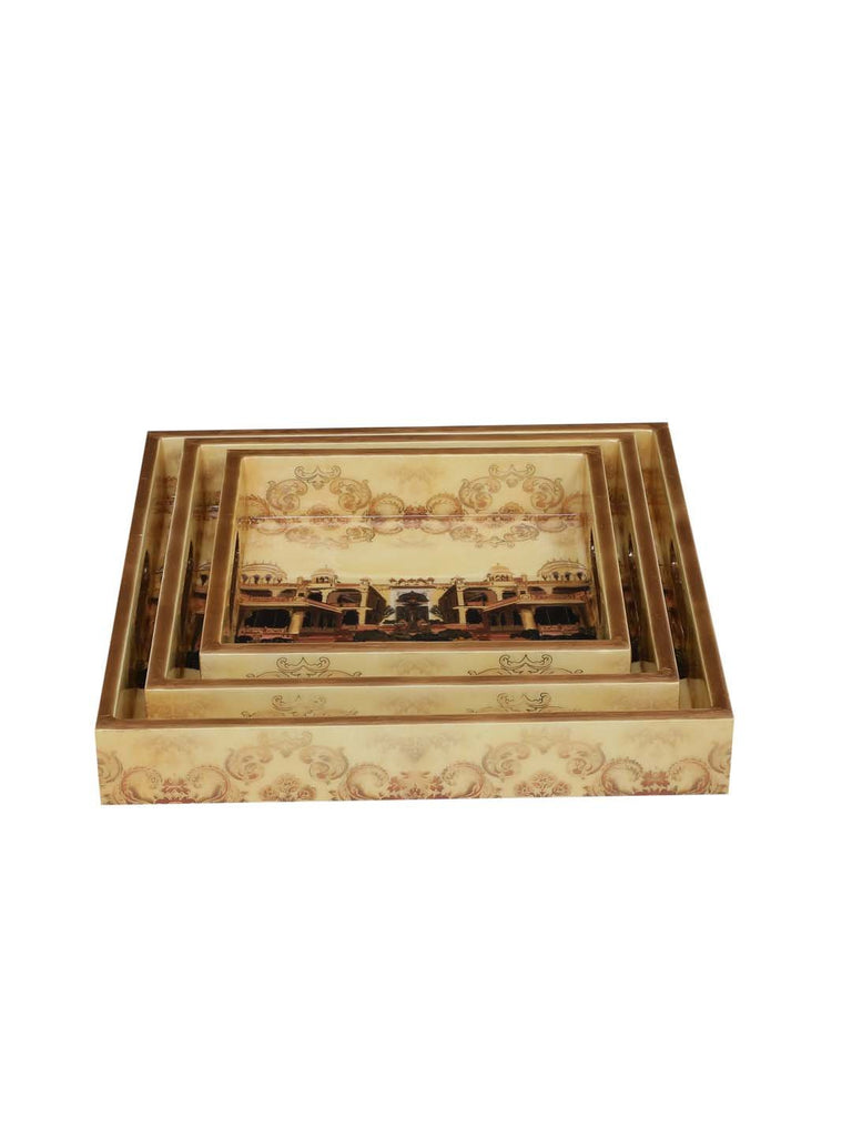 Afreen Set Of 3 Square Tray Set