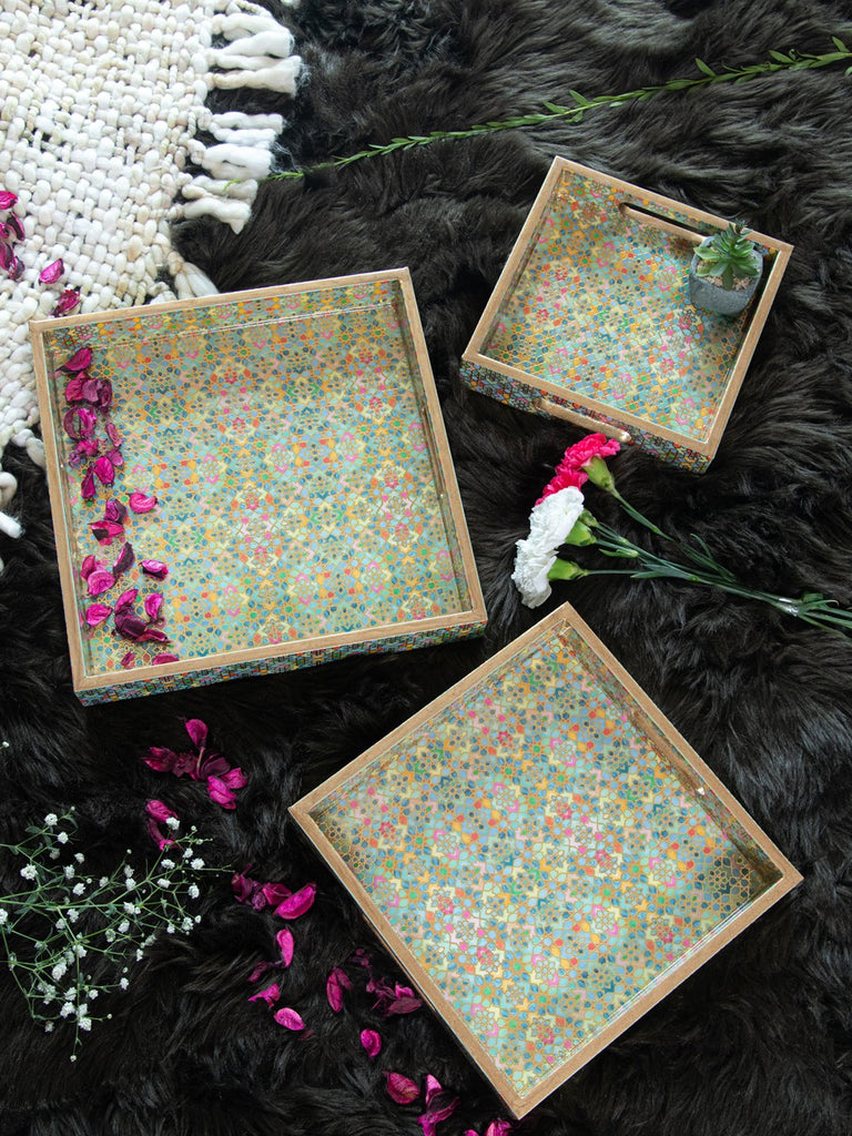 square wooden tray