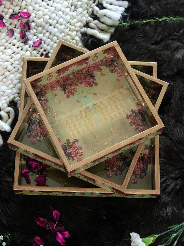 wooden tray set of 3
